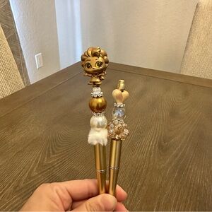 Disney Doorables Gold Elsa Frozen Set Of 2 Beaded Pens Refill Ink‎